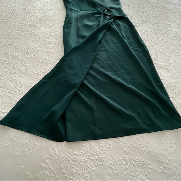 NWOT Lulus Quite Likely Dark Teal Satin Asymmetrical Midi Dress Small - Picture 9 of 14
